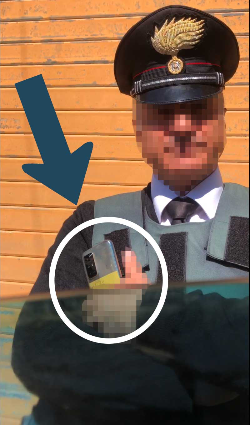 Il Brigadiere Capo di Alimena registrando con il cellulare per avere delle prove per i suoi reati.  Bravo!